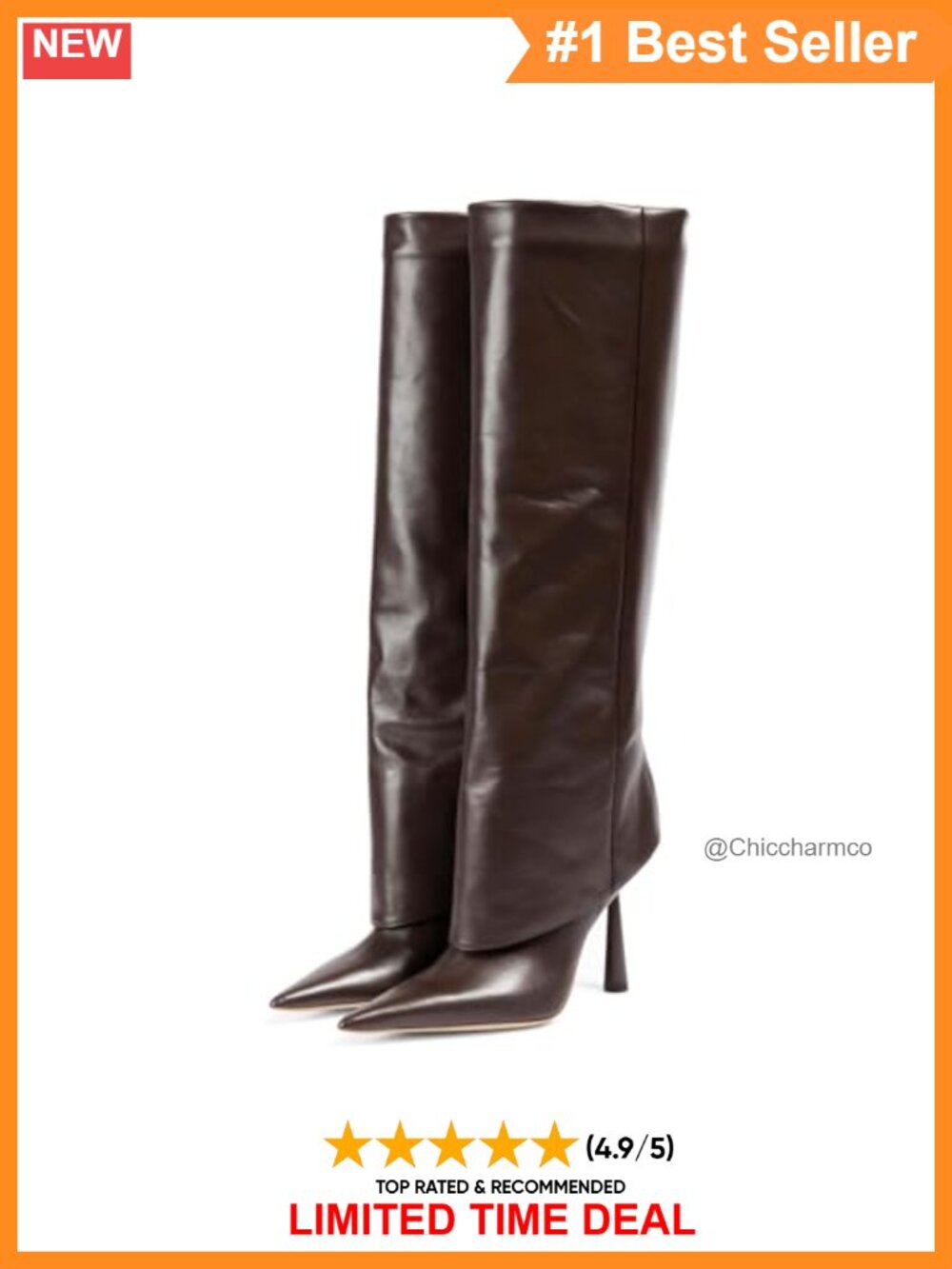 Pointed Toe Stiletto Heel Knee High Boots Faux Leather Slip On